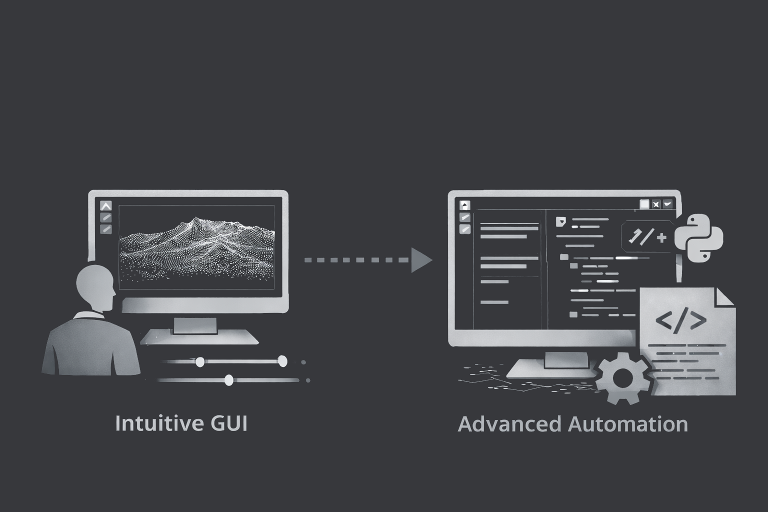 GUI and Python scripting workflows in LIS Pro 3D